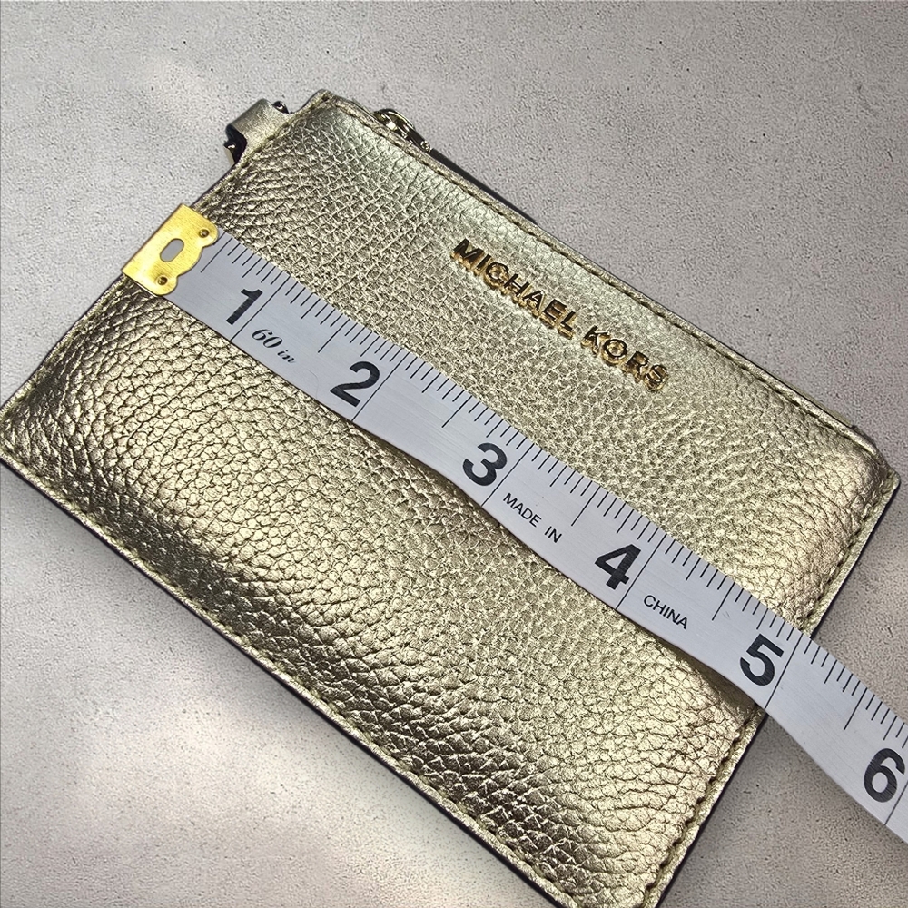 Michael Kors Jet Set Small Metallic Gold Leather Coin‎ Purse Wallet - Picture 5 of 9